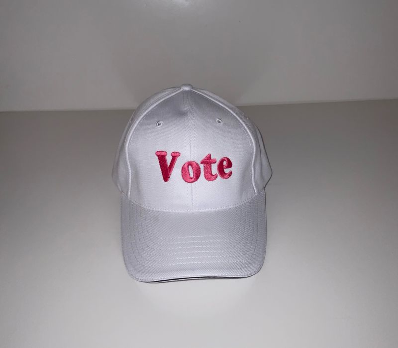 White Embroidered “ Vote “ Hat 