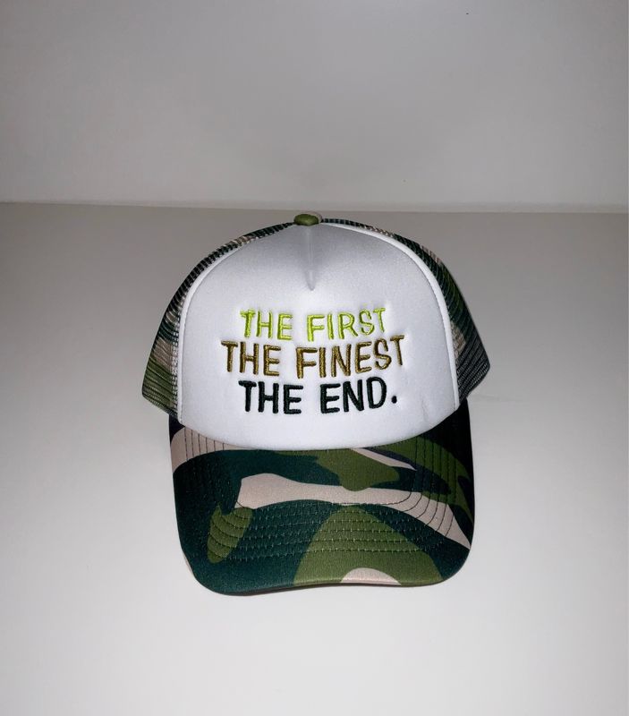 The First The Finest The End -Camo Trucker Cap