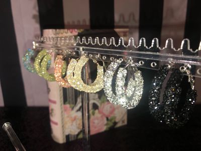Sheer Ice Crystal Hoop Earrings