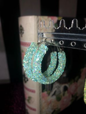 Sheer Ice Crystal Hoop Earrings