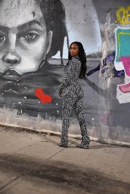 Kristian Stacked Bodysuit |Black and White 