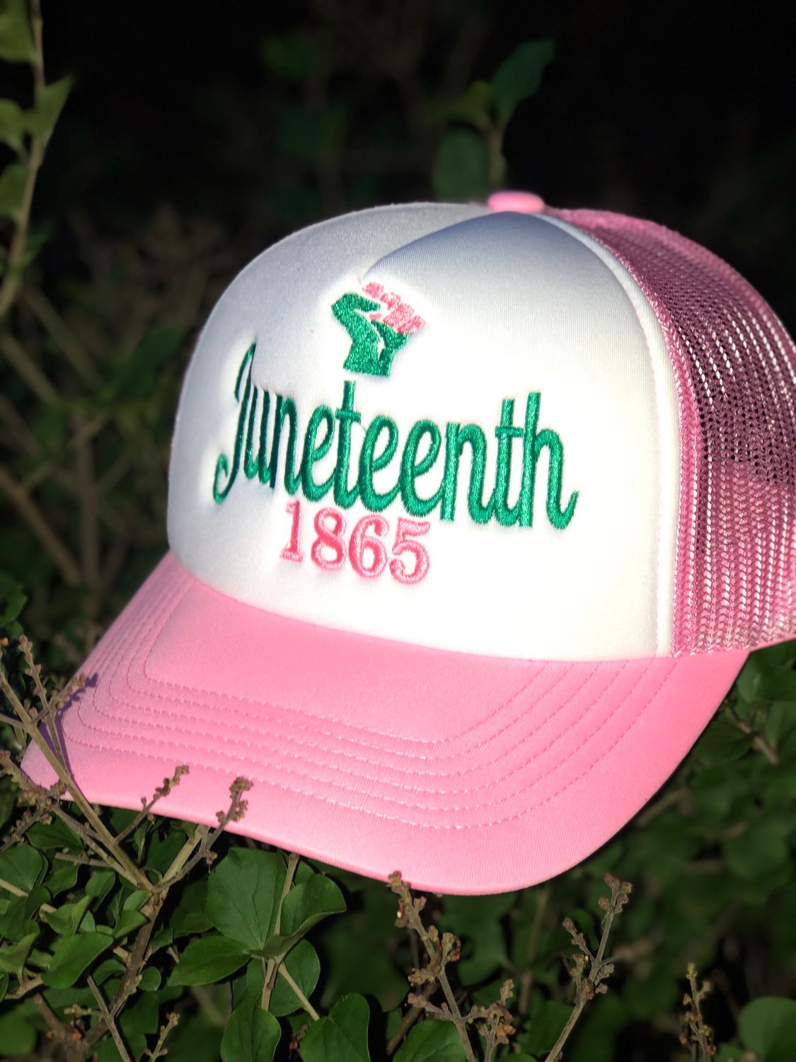 Juneteenth Pink And Green Trucker - Snapback