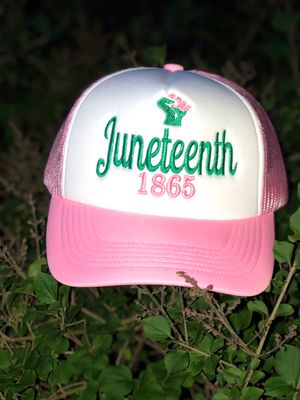 Juneteenth Pink And Green Trucker - Snapback