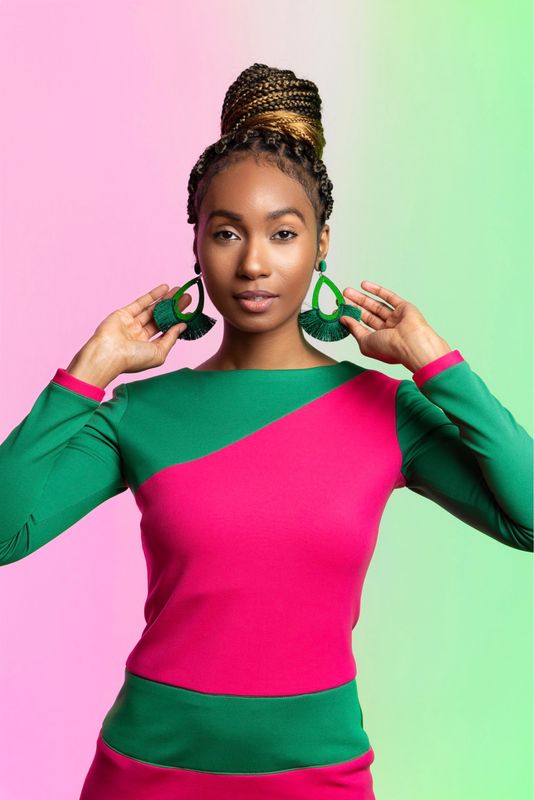 Signature Colorblock Knit Dress – Pink &amp; Green Edition | PRE-ORDER