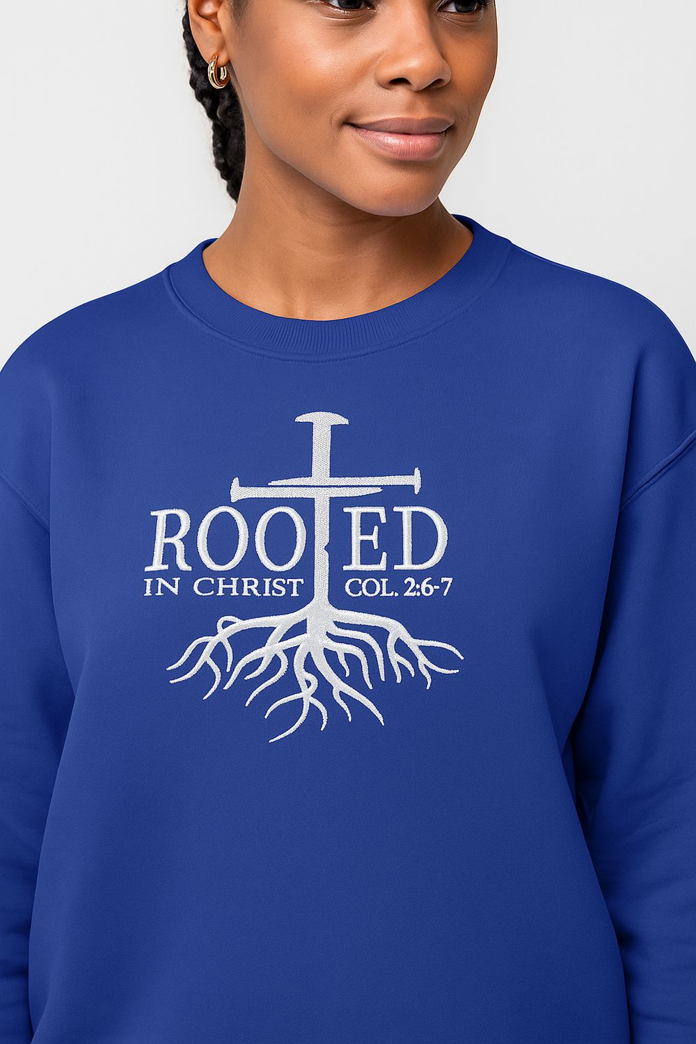 Rooted in Christ - Embroidered Sweatshirt | Royal Blue 