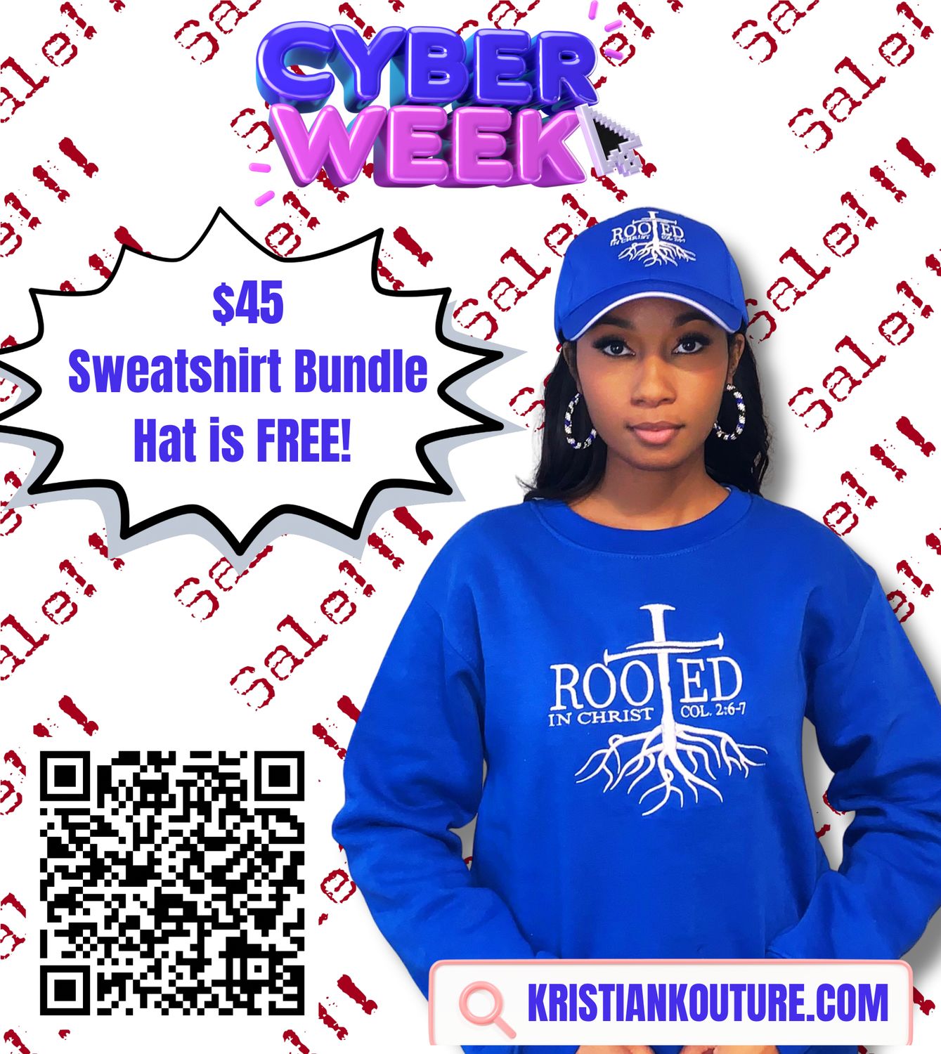 Rooted in Christ - Embroidered Sweatshirt Bundle | Royal Blue 