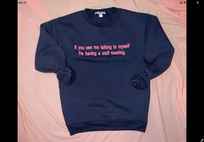 If you see me talking to myself - Navy| Pink Embroidered Crewneck