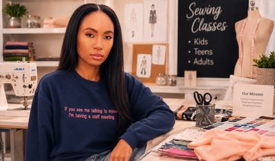If you see me talking to myself - Navy| Pink Embroidered Crewneck