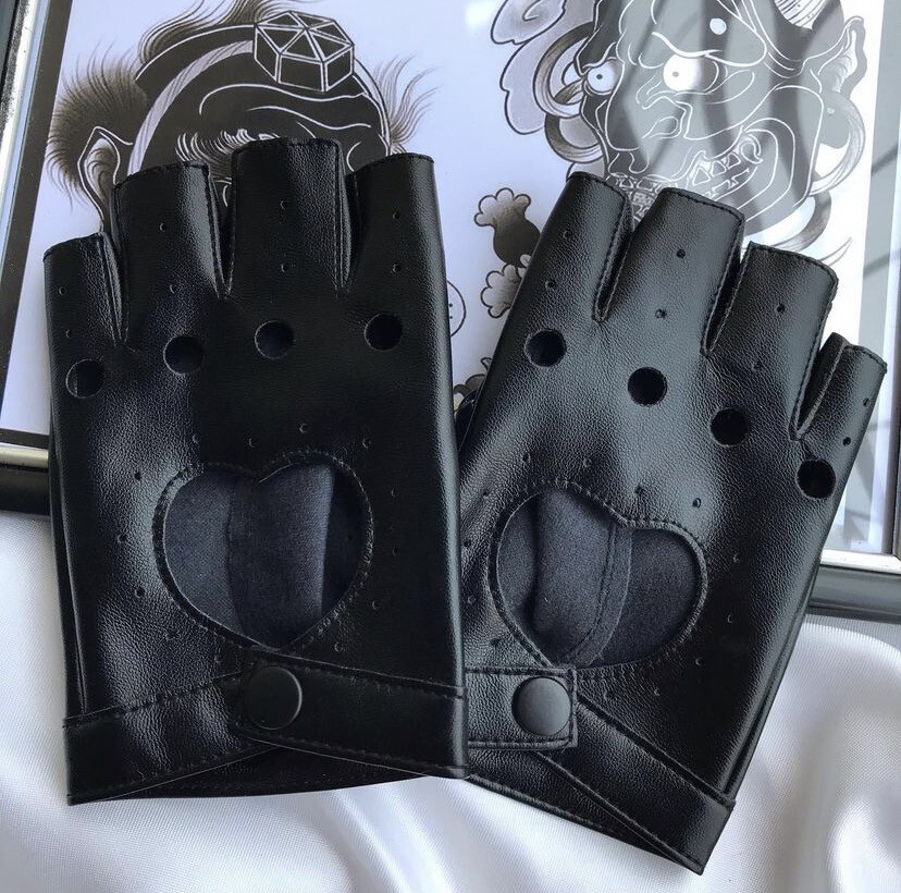 Heart PU Leather Gloves