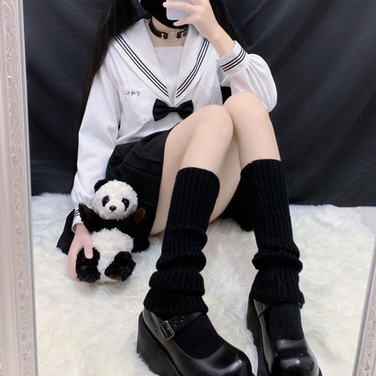 Black Knitted Leg Warmers