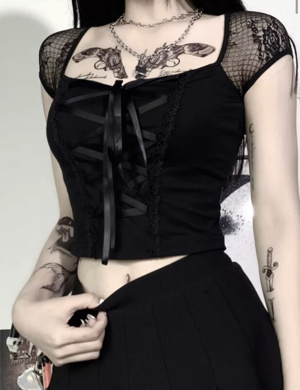 Lace Up Gothic Top