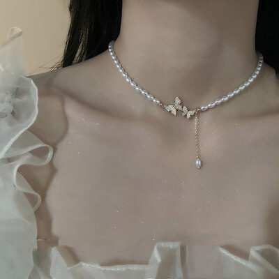 Butterfly Pearl Necklace 