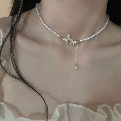 Butterfly Pearl Necklace 