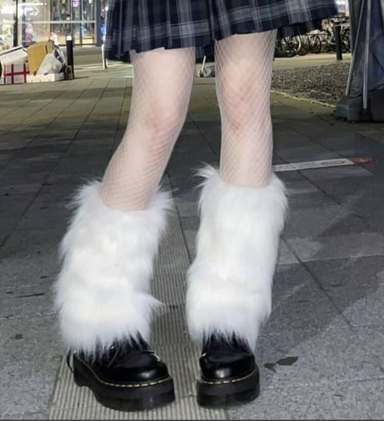 Fluffy White Leg Warmers