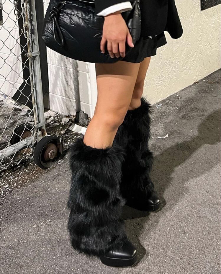 Fluffy Black Leg Warmers
