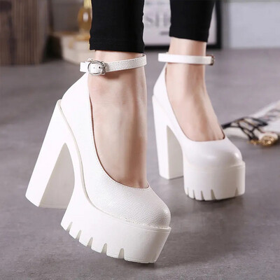 White Mary Jane Platform Heels