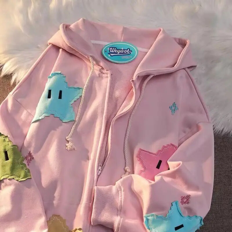 Pink star hoodie hotsell