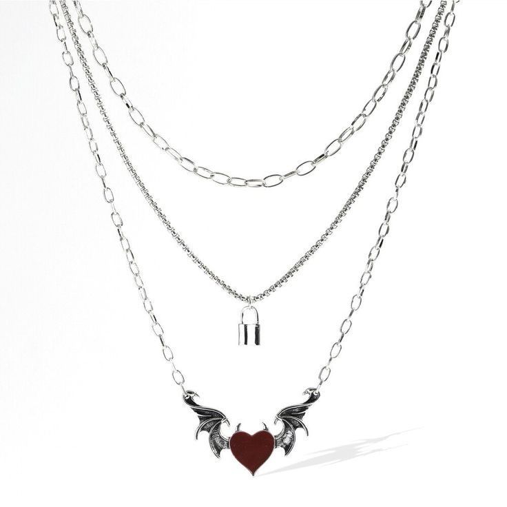 Red Heart Layered Necklace 