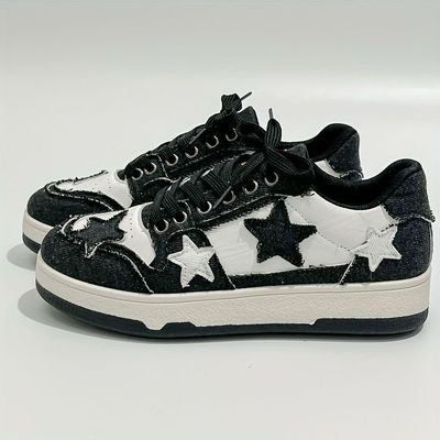 Black Denim Star Sneakers
