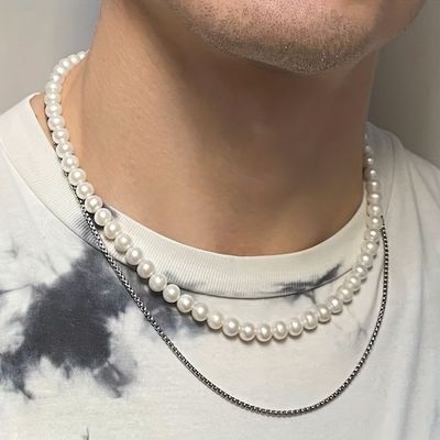 Stainless Steel Layered Pearl Chain
