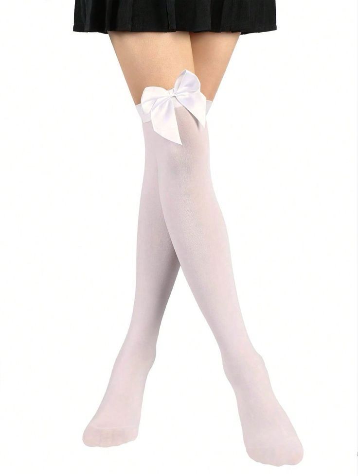 White Bow Thigh high 