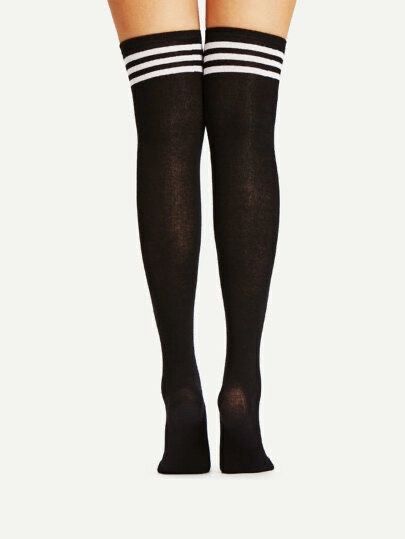 Black Striped High Socks