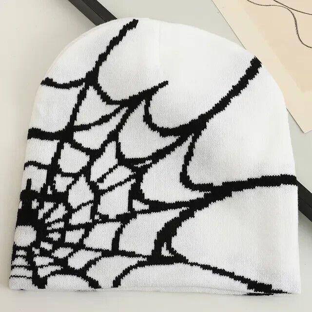 White Spiderweb Beanie