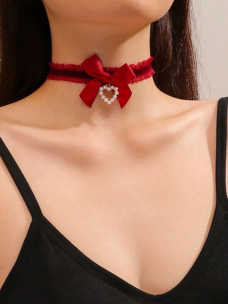 Crimson Heart Lace Choker