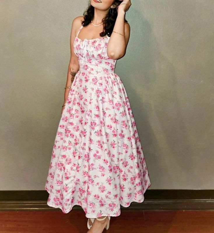 Vintage Rose Halter Dress