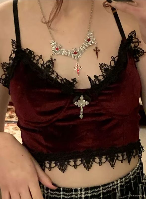 Velvet Cross Tank Top