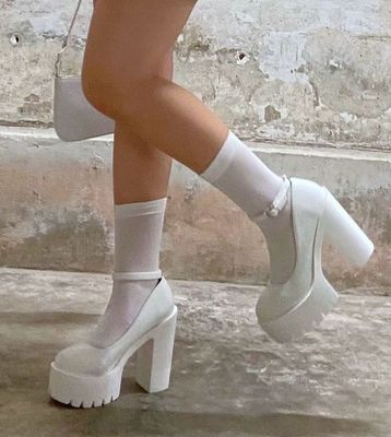 White Mary Jane Platform Heels