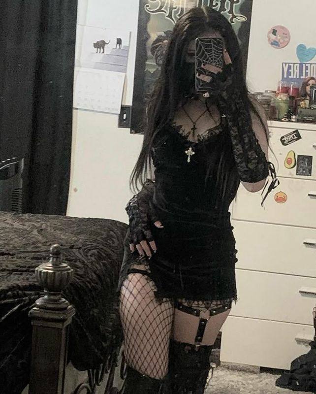 Velvet Slit Black  Dress