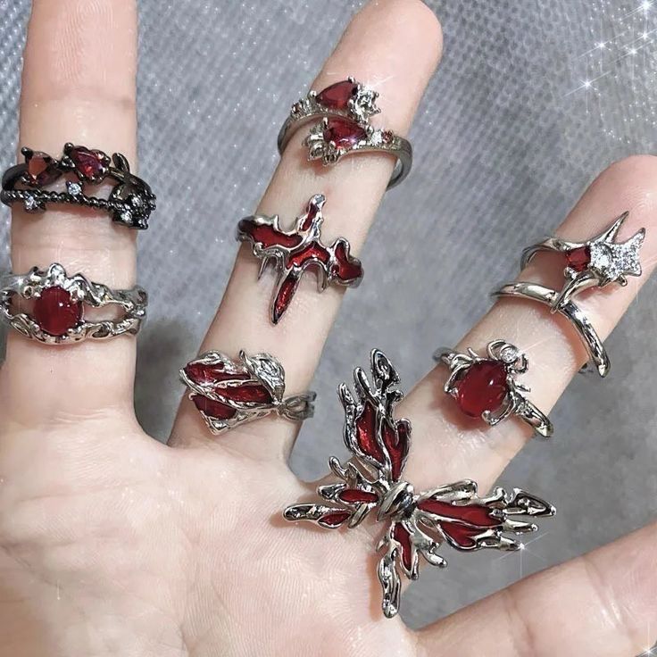 Crimson Ring Set 8pc