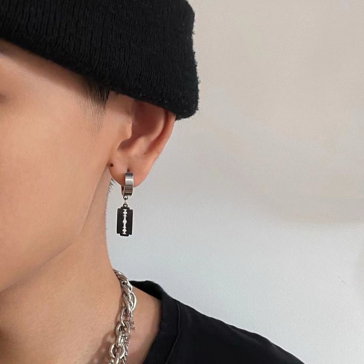 Stainless Steel Razor Earring