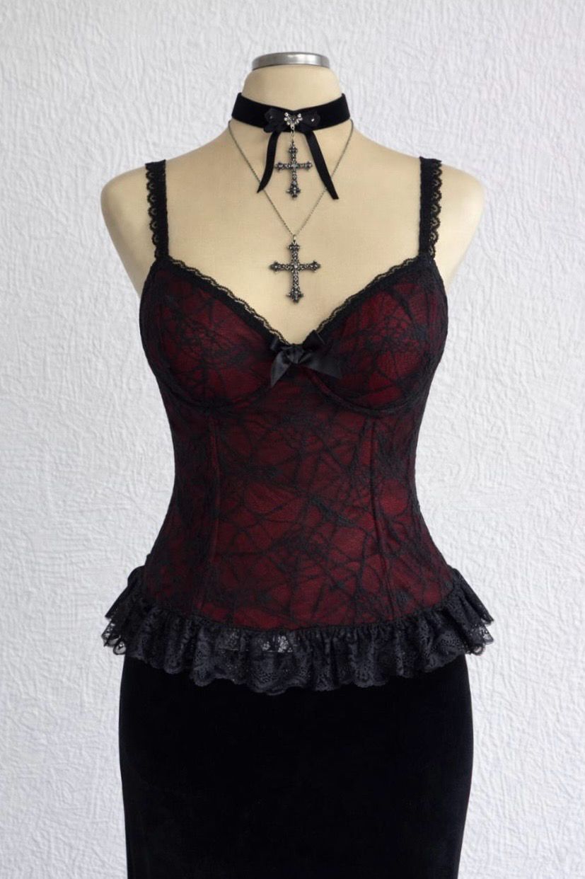 Spiderkiss Red Mesh Top