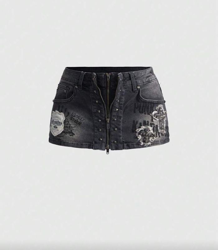 Punk Denim Mini Skirt