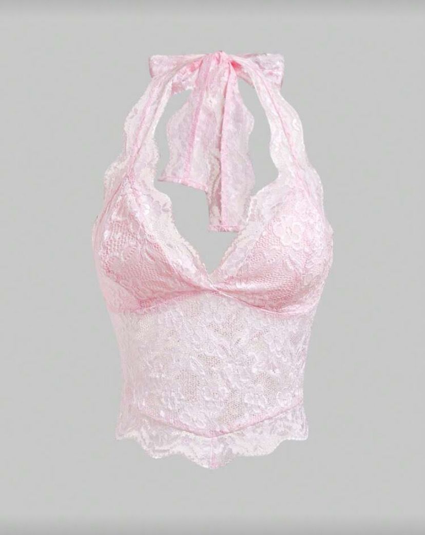 Lace Pink Halter Top