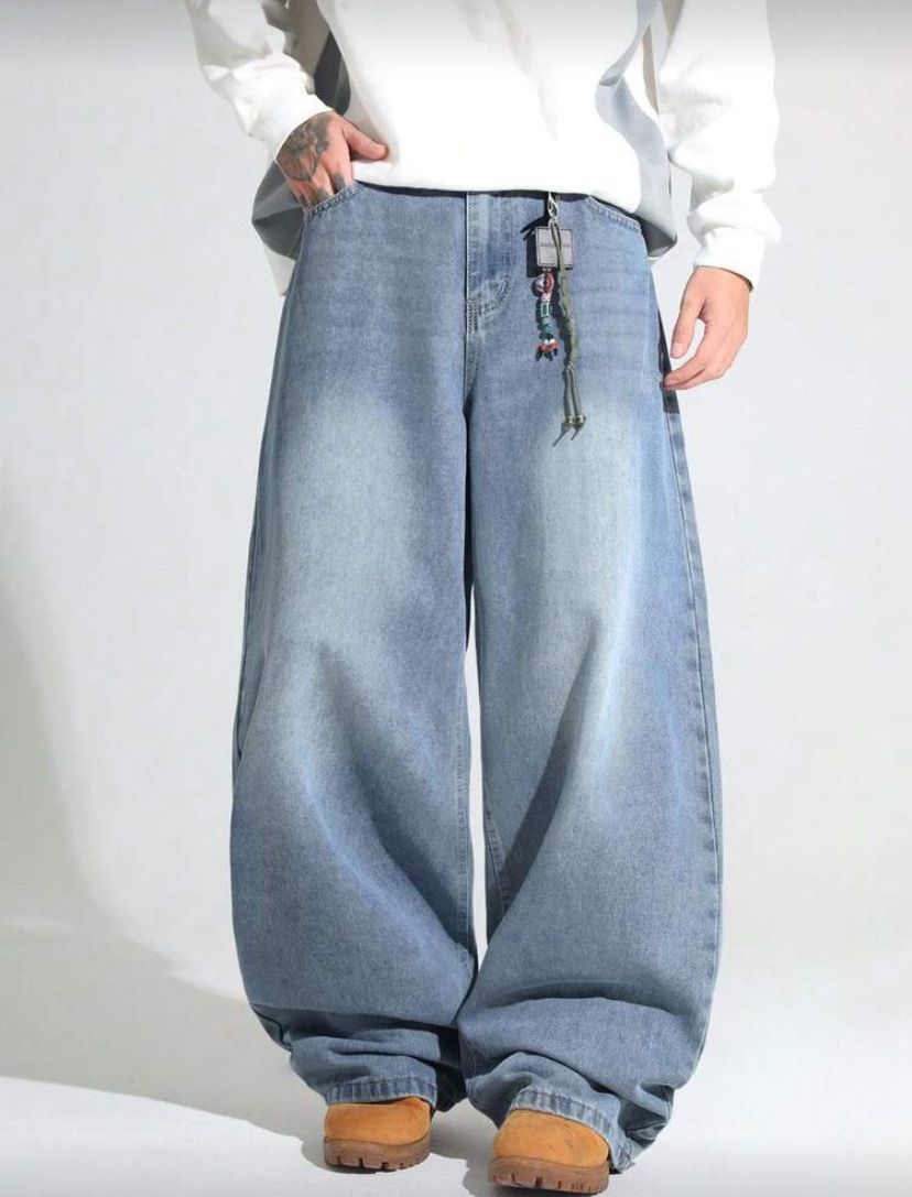 Blue Acid Wash Baggy Jeans