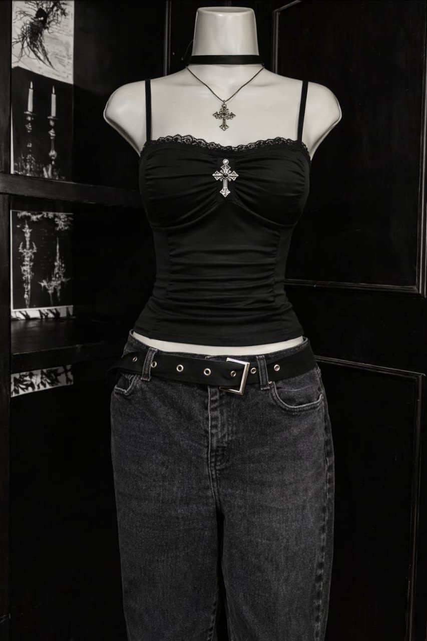 Black Cross Tank Top