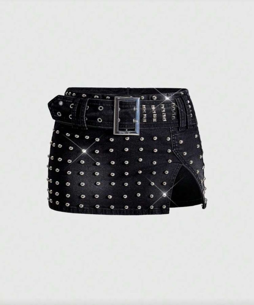 Rhinestone Denim Skirt