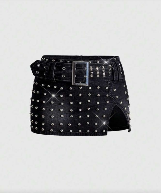 Rhinestone Denim Skirt