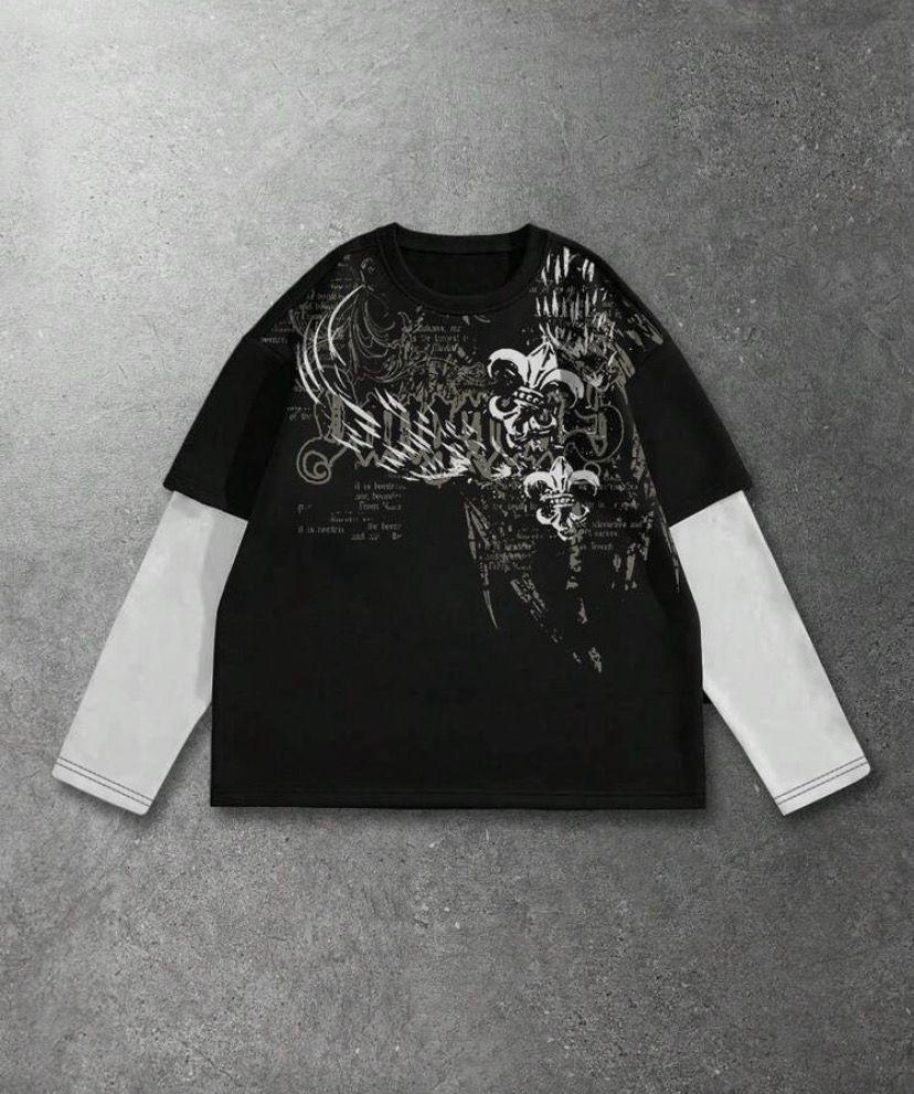 Grunge Alt Faux Sleeve tee