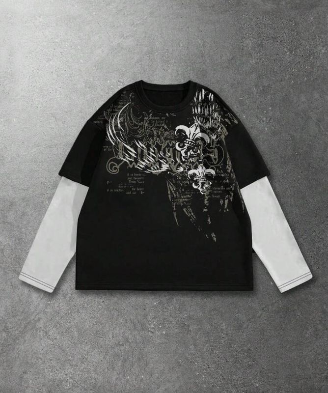 Grunge Alt Faux Sleeve tee