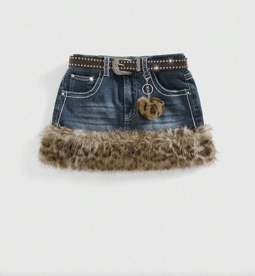 Leopard Denim Mini Skirt