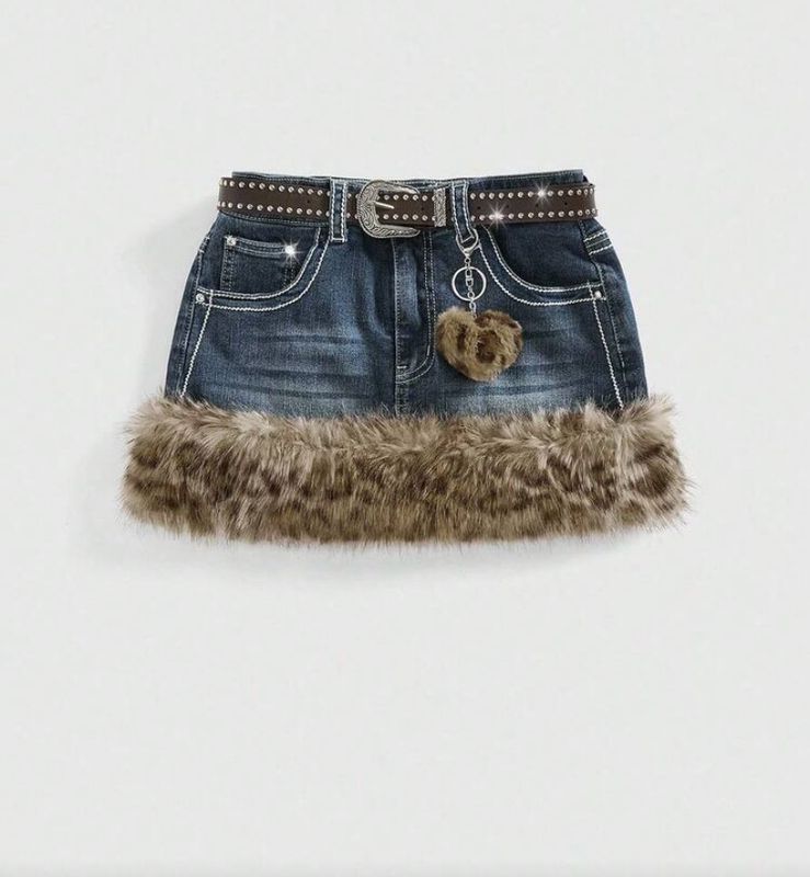 Leopard Denim Mini Skirt