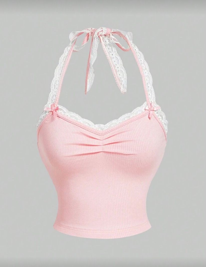 Lace Pink Halter top
