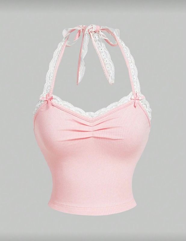 Lace Pink Halter top