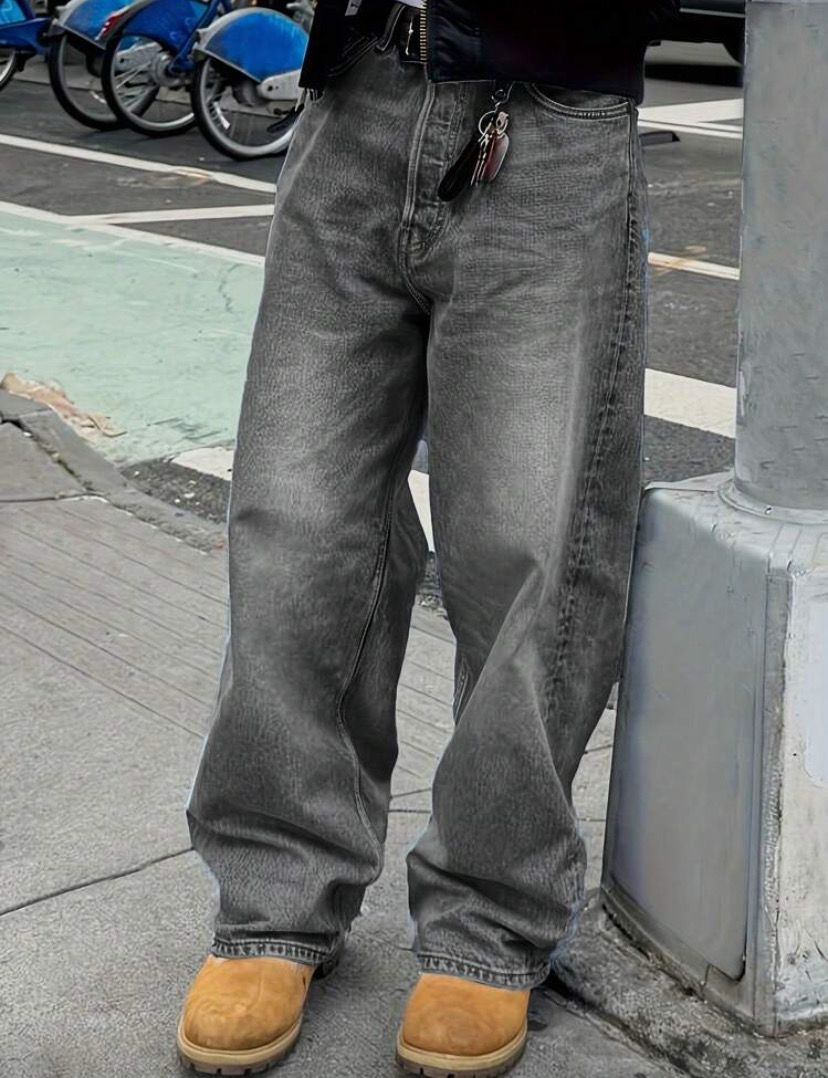 Grey Acid Wash Jeans