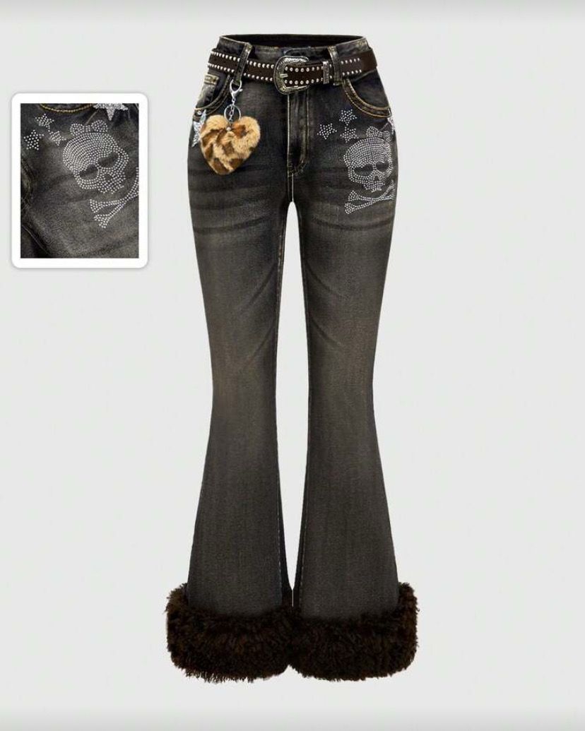 Rhinestone Skull Jeans