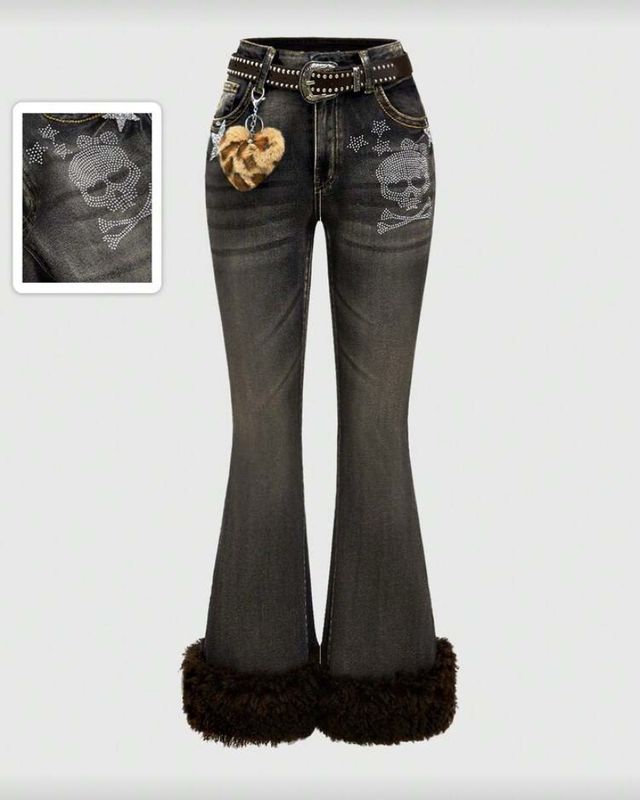 Rhinestone Skull Jeans